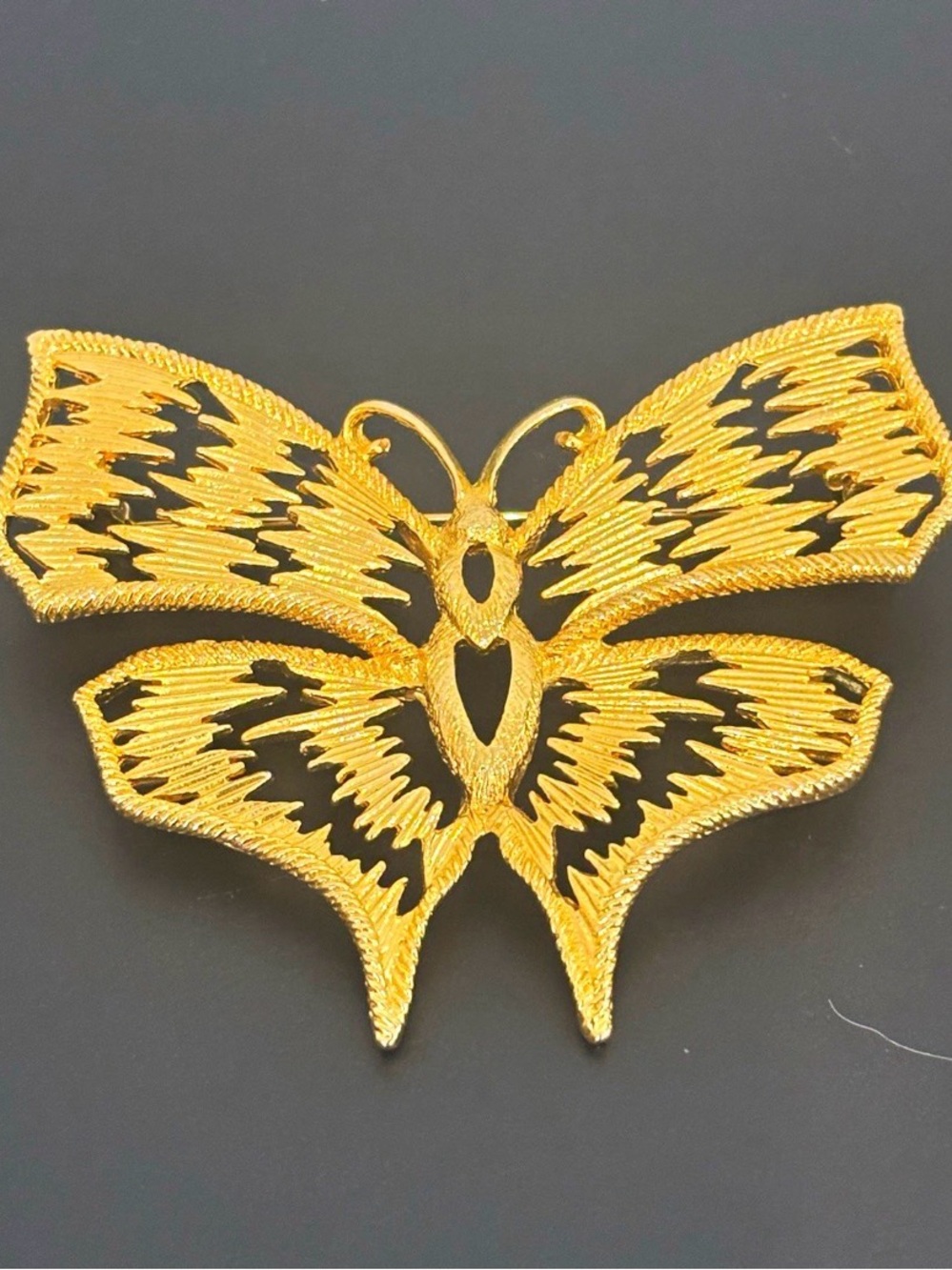Authentic Vintage 1970s Christian Dior Gold-Plated Butterfly Brooch